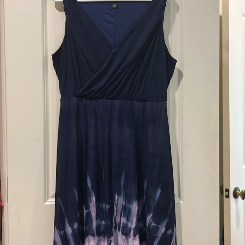 Simply Vera Vera Wang sleeveless Hi/Lo tie dye Midi2Maxi Dress lined Size PL